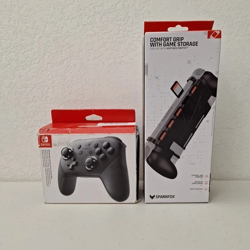 Nintendo Switch Pro Controller Genuine OEM & Comfort Grip w/ Game Storage NEW